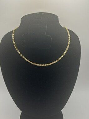3mm Real Gold Rope Chain Plated Stainless Steel Womens Dainty 18 Inch Durable